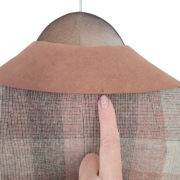 Vintage Adolph Schuman for Lilli Ann Plaid Blazer Womens Size S Suede Collar - Picture 6 of 13